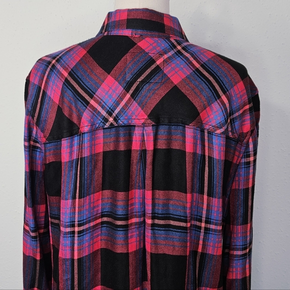 Rails Hunter Plaid Flannel Shirt in Black Coral Teal Size Large - Picture 9 of 16
